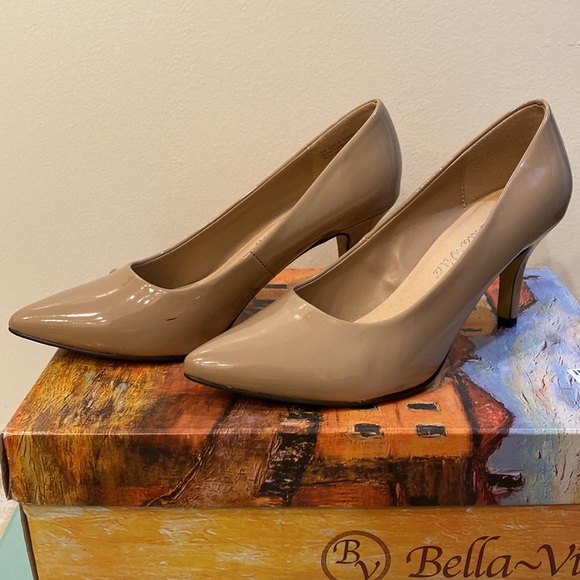 BELLA VITA Womens Beige Padded Define Ii Pointed Toe Stiletto Slip On Pumps Shoes N